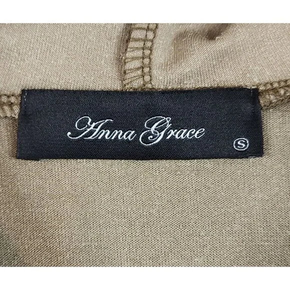 Anna Grace Hoodie Womens Small Gold Brown Retro Soft Velour 1/2 Zip Pullover - Picture 5 of 12